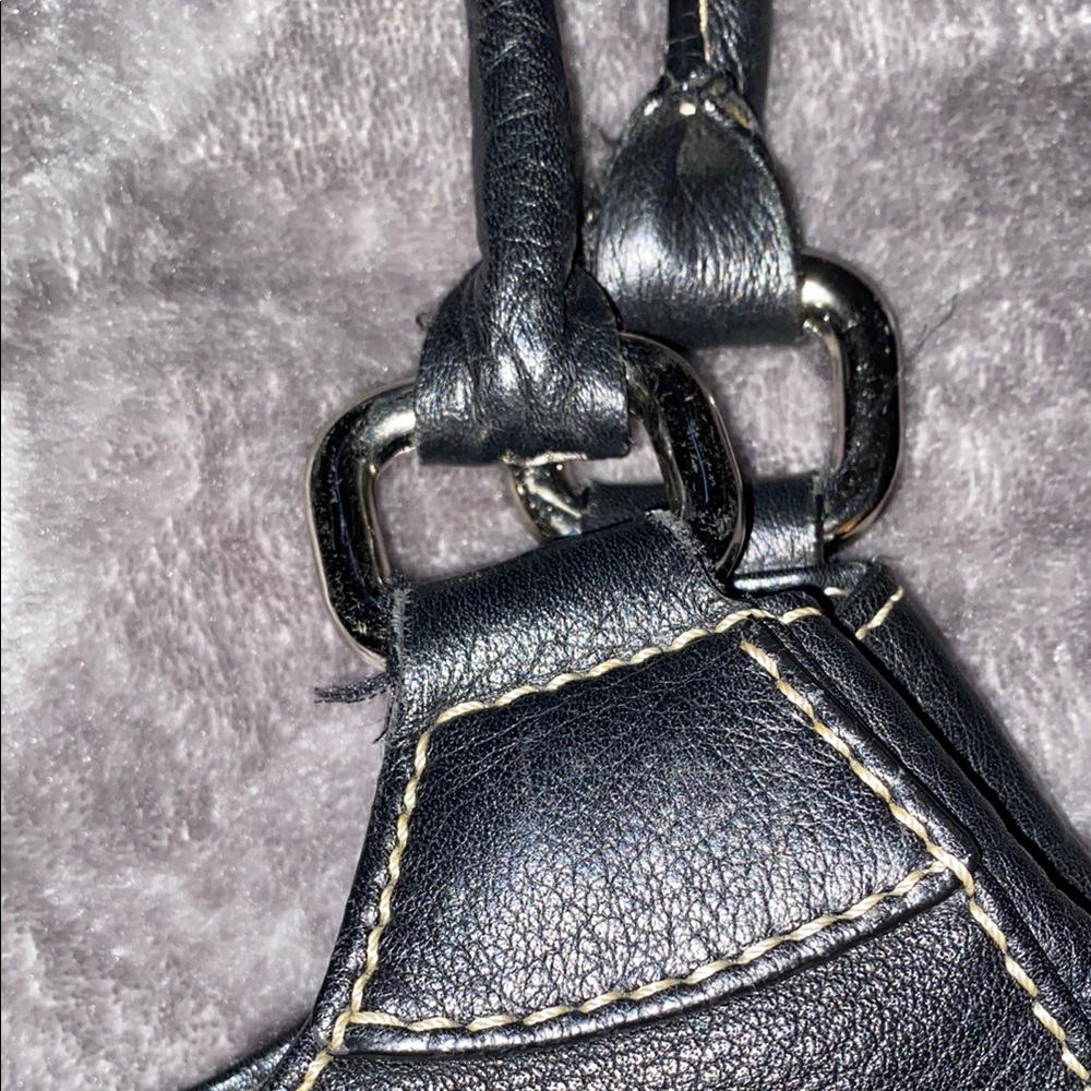 Bloomingdale’s Black Leather Shoulder Bag Vintage y2k! - Picture 9 of 15